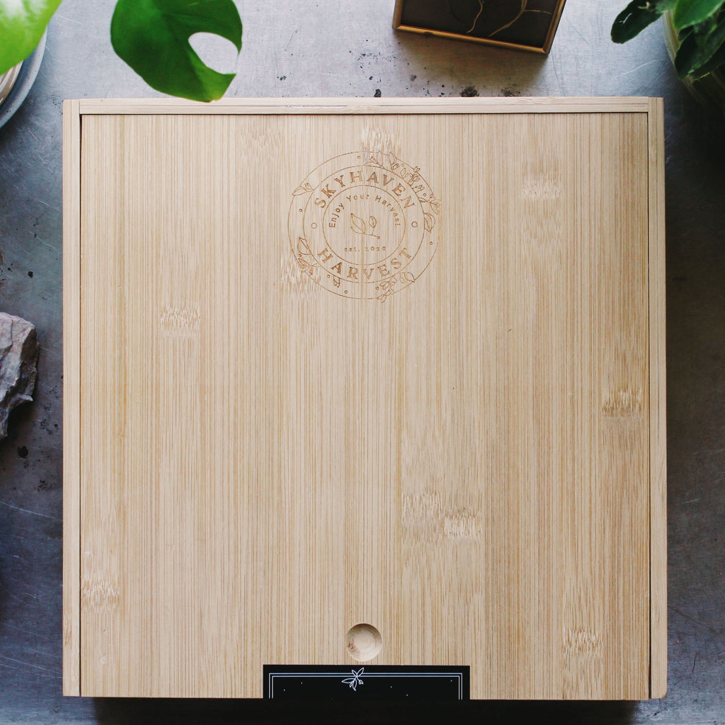 Bamboo slide lid gift box included in Essential Gardener Bundle